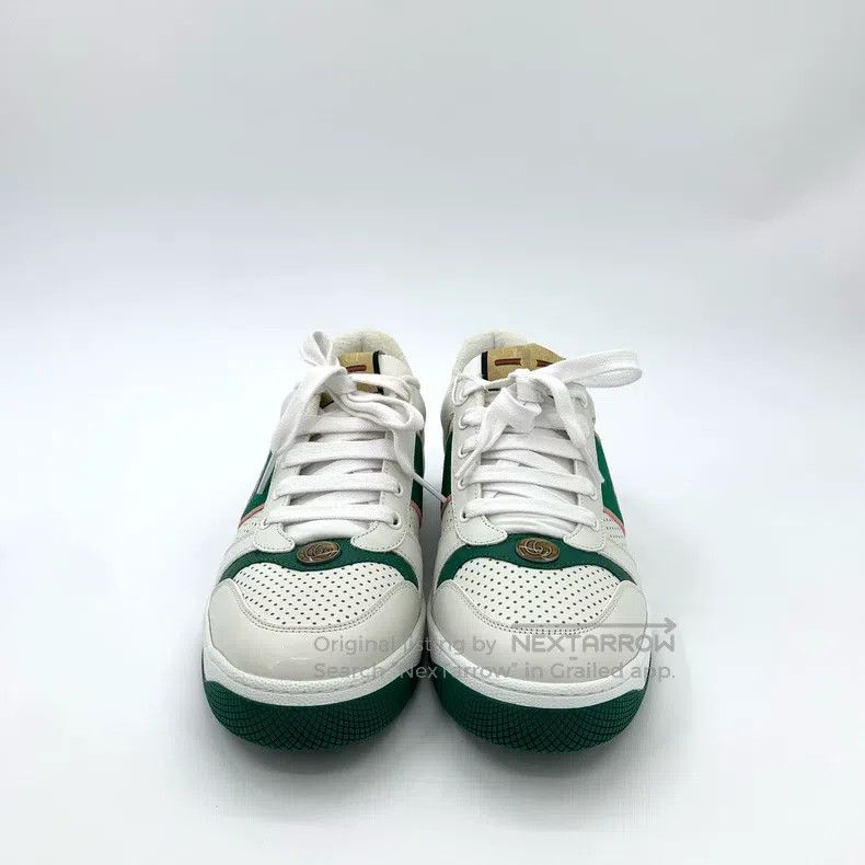 Gucci Gucci White GG enamel green tail lace-on casual sneakers Size US 9.5 / EU 42-43 - 3 Thumbnail