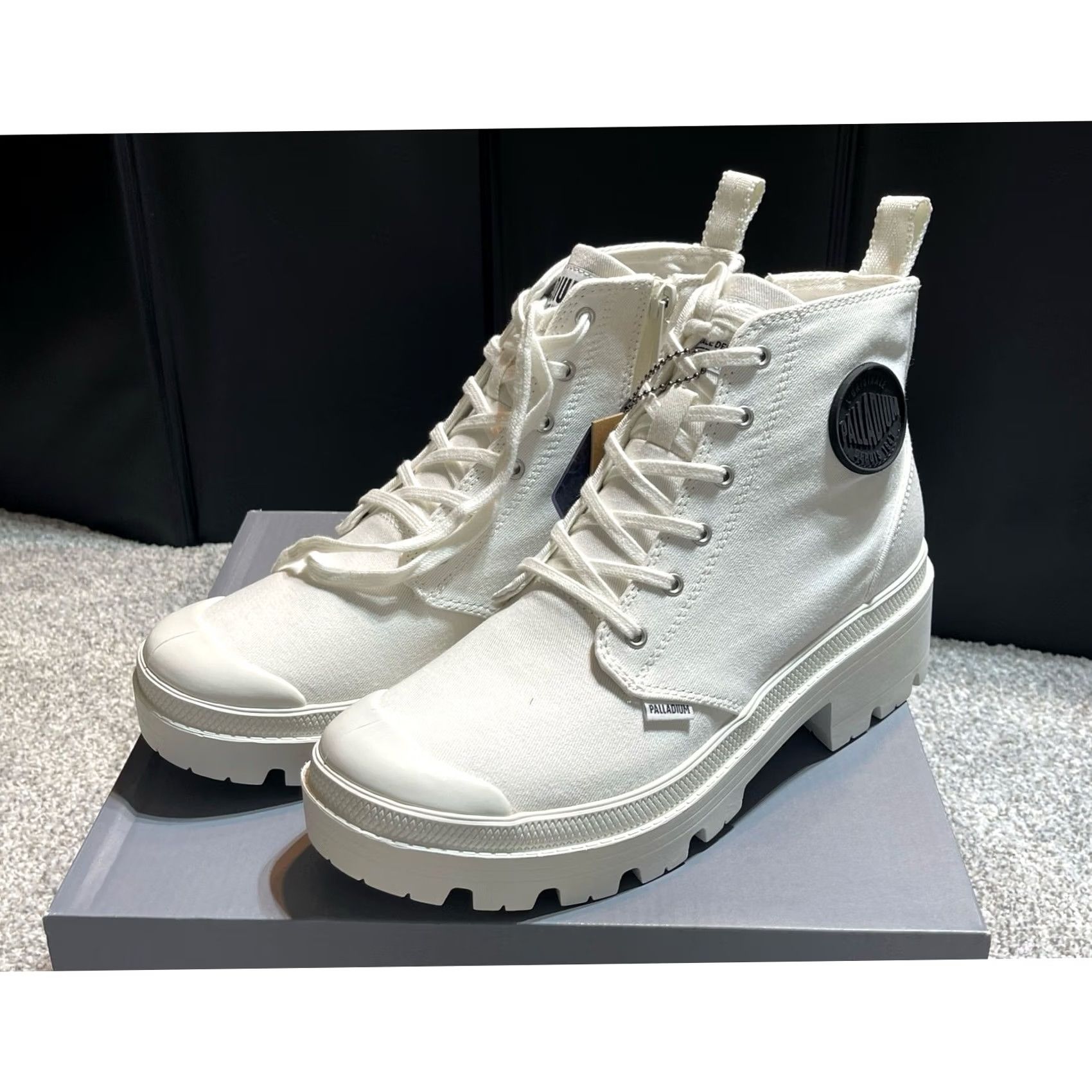 Palladium Palladium Canvas Boot 10 90s Revival Minimalist Grunge Clean Girl Gorpcore Comfy Women Boots Casual Travel Combat Ankle Lace Up White Rubber Shoes Size US 8 / IT 38 - 2 Thumbnail