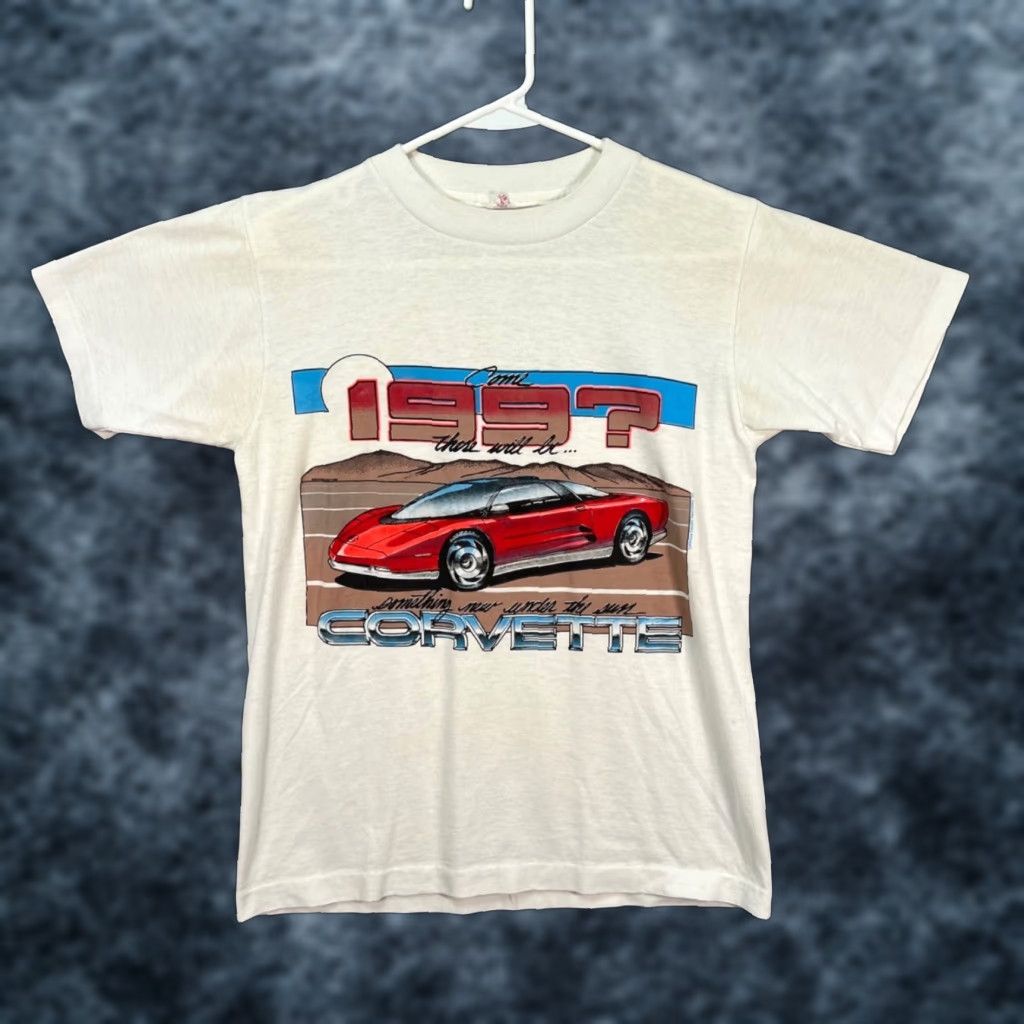 Vintage VINTAGE Chevrolet Corvette Concept Car T-Shirt White M Mens Short Sleeve Crew Neck 80s - Size US M / EU 48-50 / 2 - 1 Thumbnail