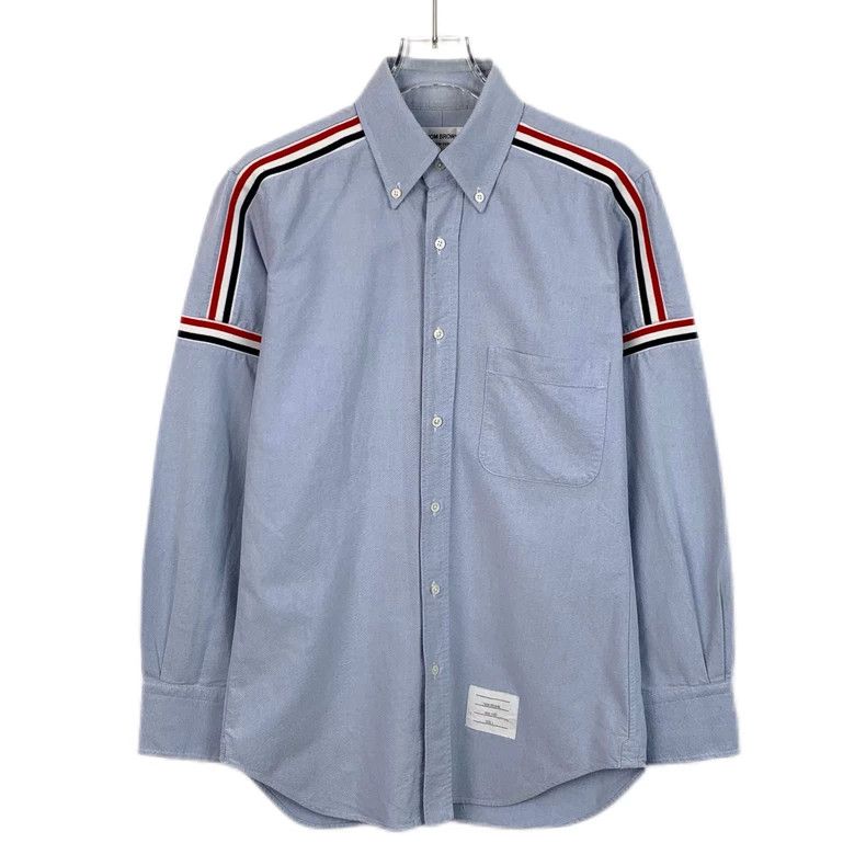 Thom Browne Thom Browne Blue striped cotton lapel single-breasted long- Size US S / EU 44-46 / 1 - 1 Thumbnail