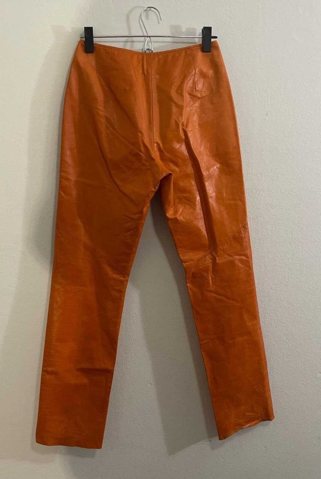 Vintage Orange genuine leather pants Size 27" / US 4 / IT 40 - 3 Thumbnail