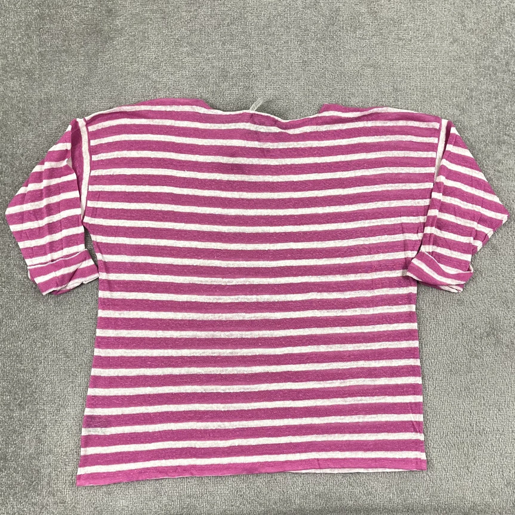Ralph Lauren Lauren Ralph Lauren Blouse Womens 2X Pink Striped Linen Crew Pullover Size XXL / US 16-18 / IT 52-54 - 7 Thumbnail