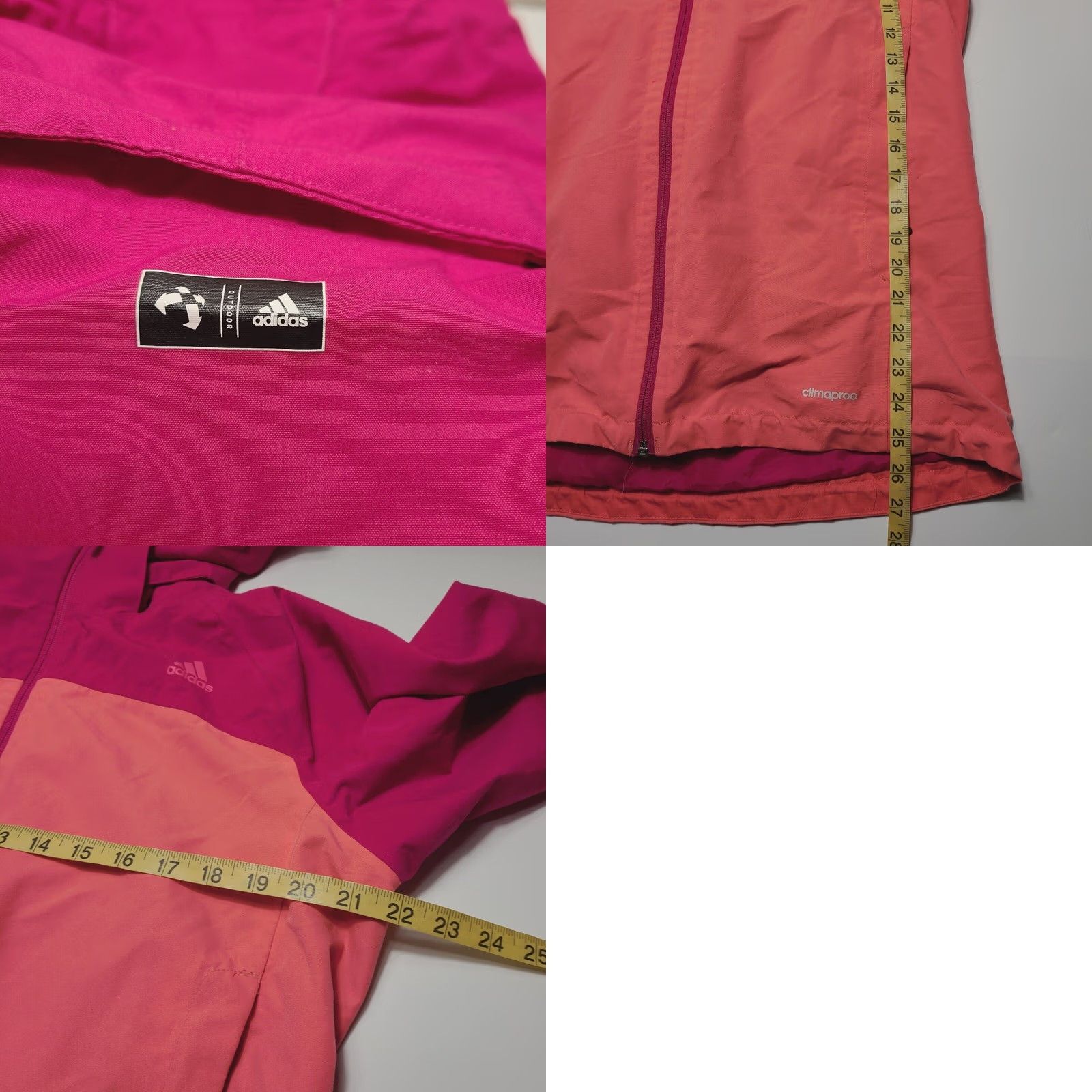 Adidas Adidas Outdoor Women's Large Climaproof Rain Windbreaker Jacket Peach Pink Hood Jacket Size L / US 10 / IT 46 - 8 Thumbnail