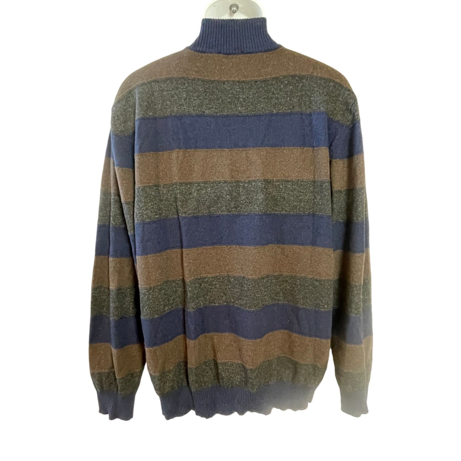 Enzo Mantovani Enzo Mantovani Stripe Wool Cashmere 1/4 Zip Sweater Size XL Size US XL / EU 56 / 4 - 2 Thumbnail