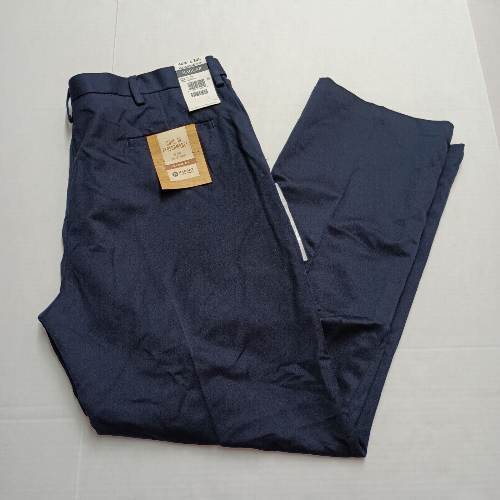 Haggar HAGGAR Cool 18 Classic Fit Men's NAVY Slacks Pants 40x32 NWT Size US 40 / EU 56 - 1 Thumbnail