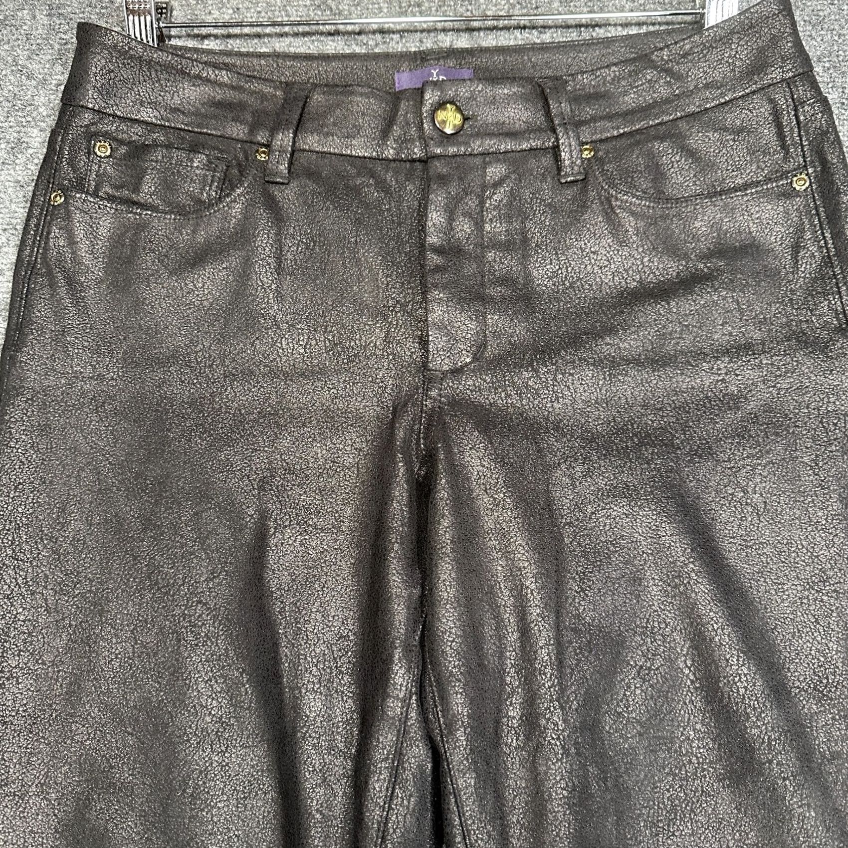NYDJ NYDJ Pants Womens 6 Legging Skinny Black Faux Vegan Suede Stretch Zip Fly Pockets Pants Size 28" / US 6 / IT 42 - 3 Thumbnail