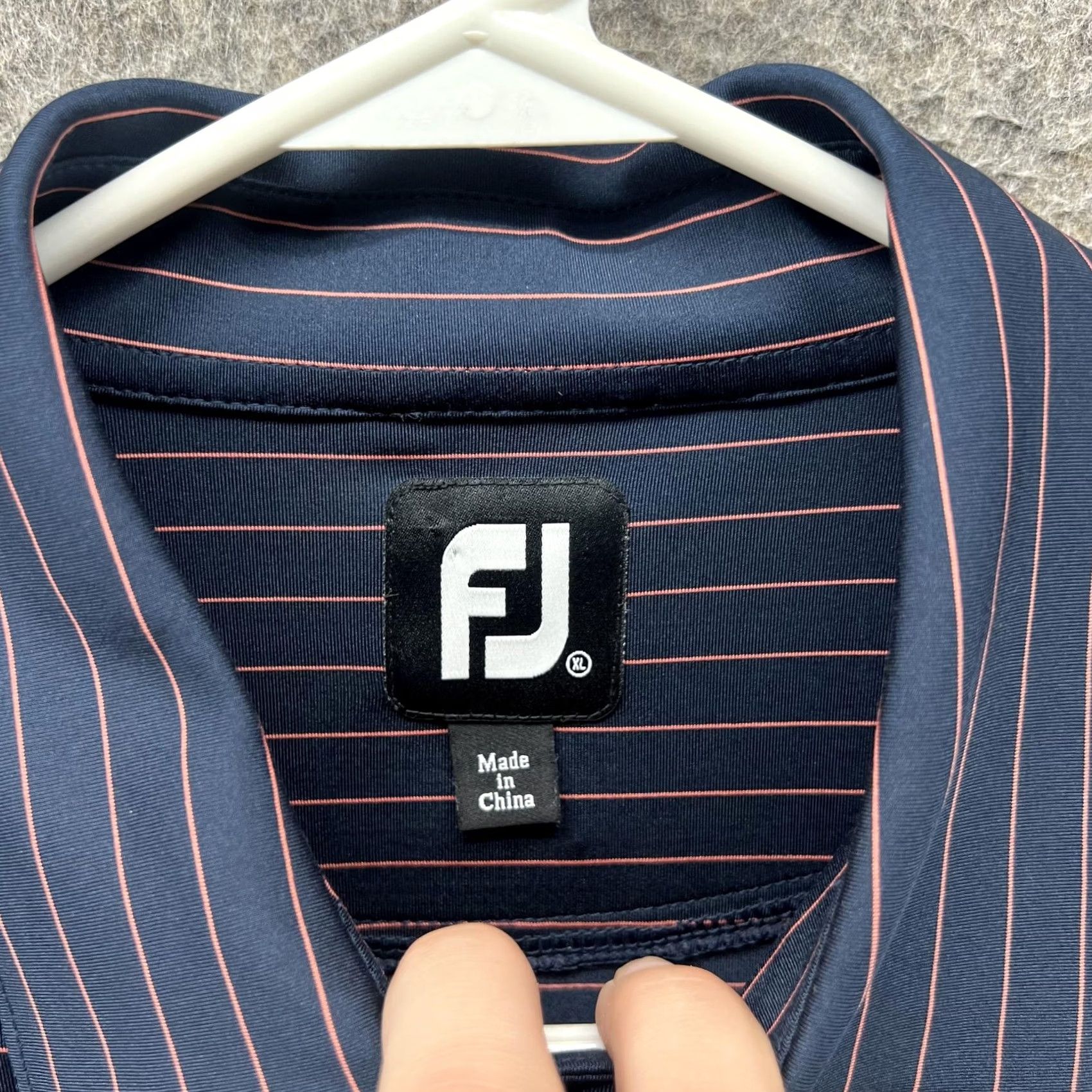 Footjoy FootJoy Polo Shirt Mens XL Navy Pink Stripe Short Sleeve Golf Performance Shirt Size US XL / EU 56 / 4 - 5 Thumbnail