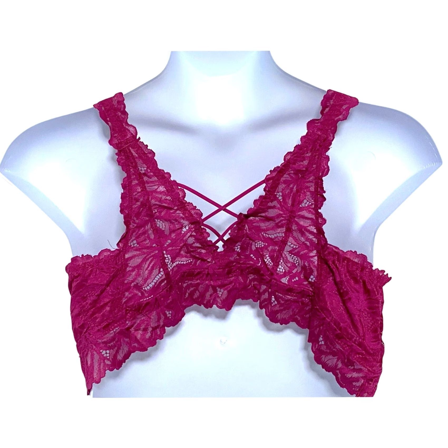 Vintage Maurices Fuchsia Pink Lace Bralette 3XL Racerback NWT Bra Womens Size ONE SIZE - 2 Thumbnail