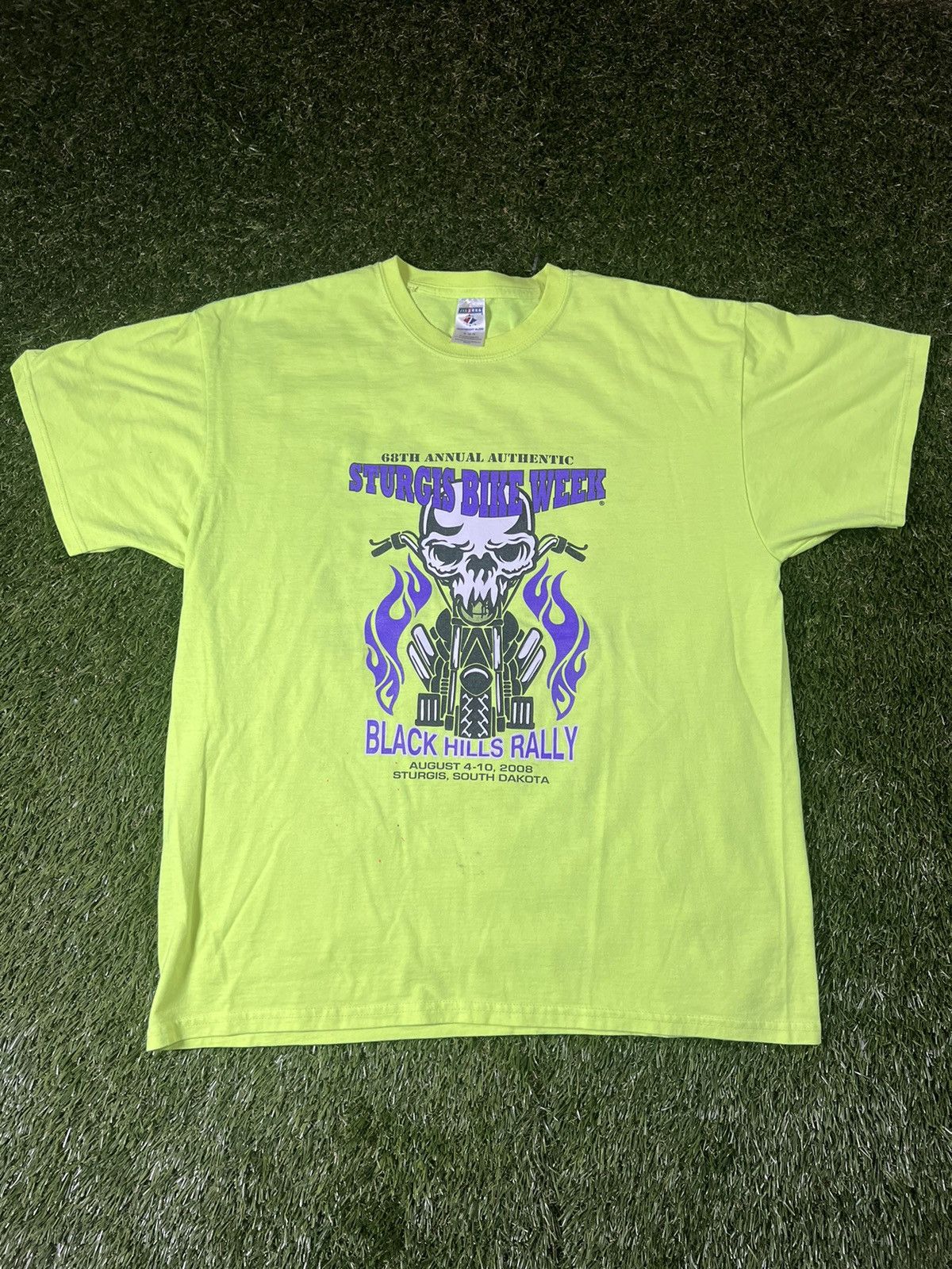 Harley Davidson Vintage Y2K Neon Purple Flame Sturgis Biker Grunge Tee Size US XL / EU 56 / 4 - 1 Thumbnail
