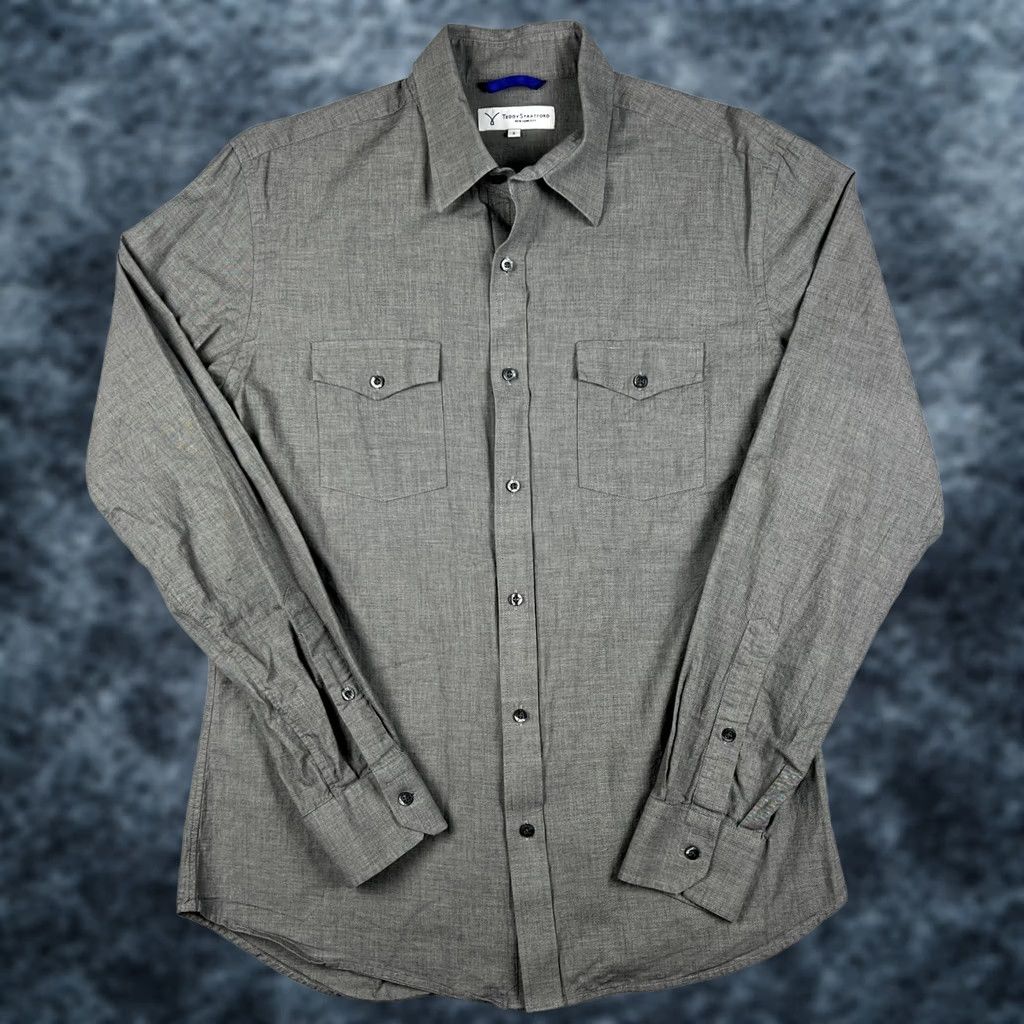 Vintage Teddy Stratford NYC Shirt Long Sleeve Button Zip Mens Medium / Large Grey Size US M / EU 48-50 / 2 - 1 Thumbnail