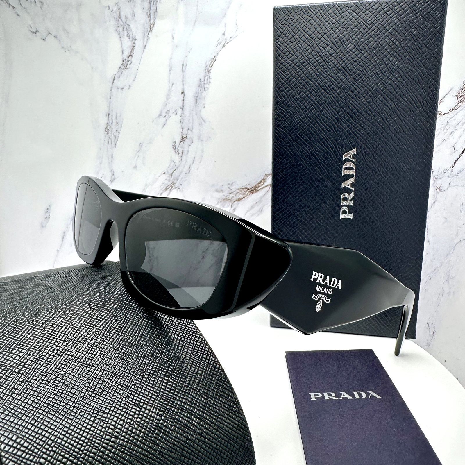 Prada New PRADA Sunglasses Black Oval Cat Eye Symbole Logo Size ONE SIZE - 8 Thumbnail