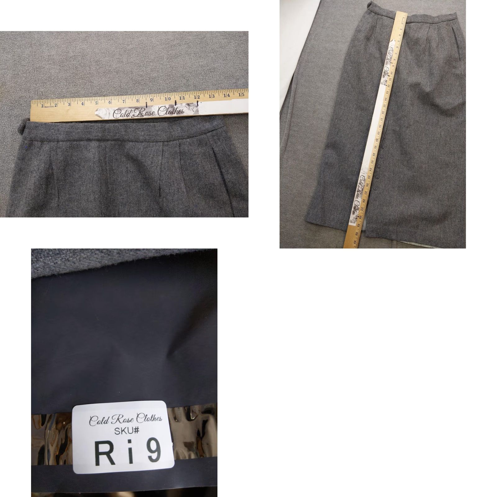 Vintage VINTAGE Copley Square Ltd Skirt Womens 12 Gray Midi Pencil Button Slit USA Size 34" / US 12 / IT 48 - 9 Thumbnail