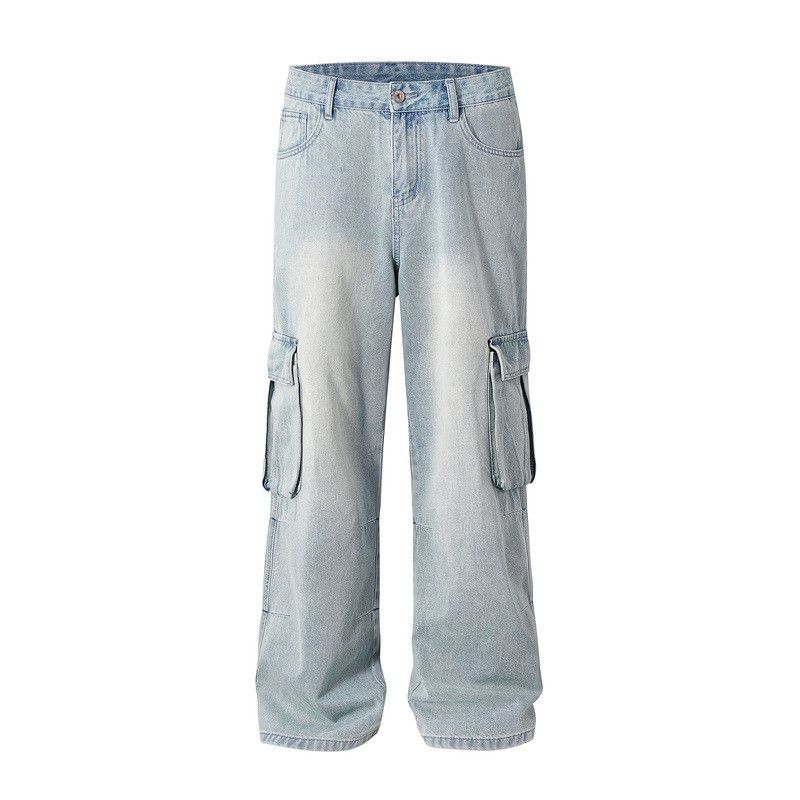 Japanese Brand × Jean High street washed loose wide leg patch pocket cargo jeans Size US 32 / EU 48 - 1 Thumbnail
