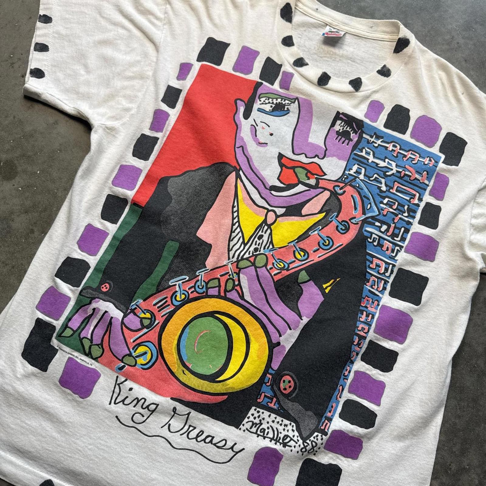 Fruit Of The Loom Myles Maillie "King Dreasy" Music Jazz Pop 1988 T-Shirt Size US XL / EU 56 / 4 - 3 Thumbnail