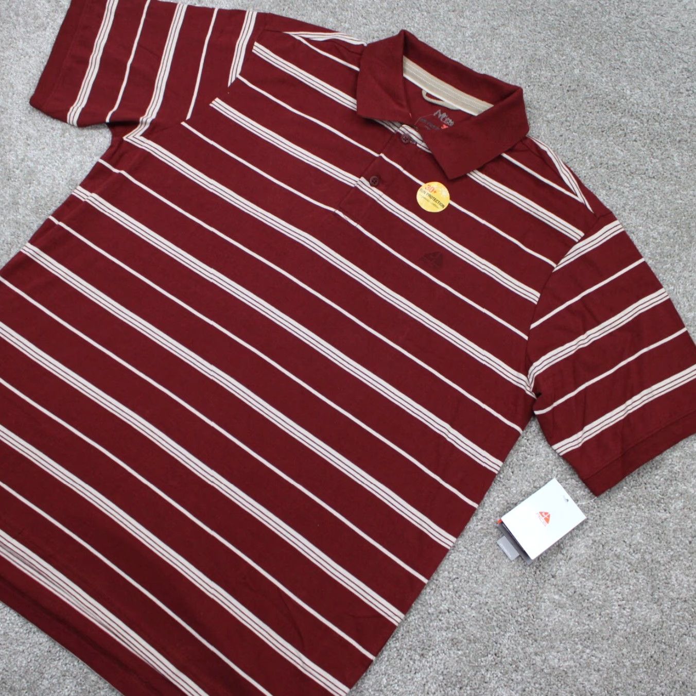 Nike ACG Nike ACG Ridge Stripe Polo Shirt Mens XL Red Barn Organic Cotton S/S SPF 30+ Polo Nike Golf Dri-Fit Reg Fit Size US XL / EU 56 / 4 - 3 Thumbnail