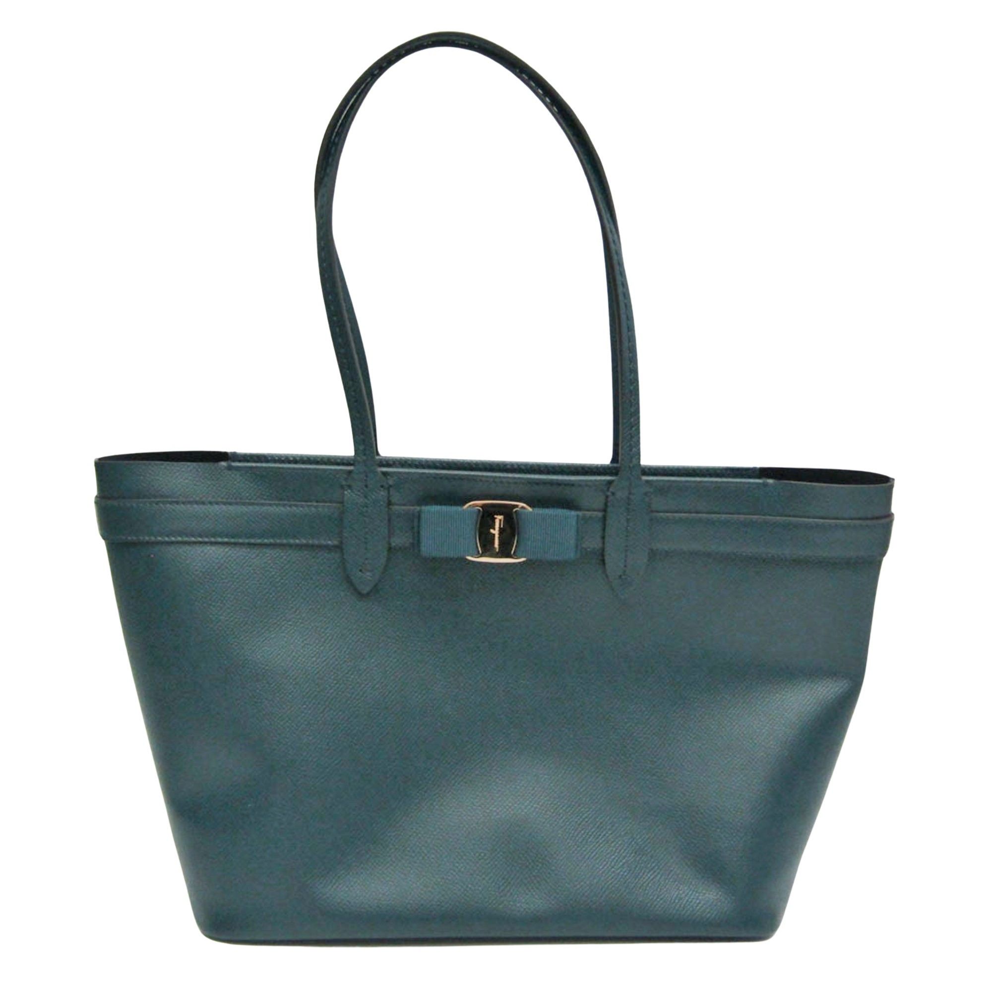 Salvatore Ferragamo Vara Blue Leather Tote Bag (Pre-Owned) Size ONE SIZE - 1 Thumbnail