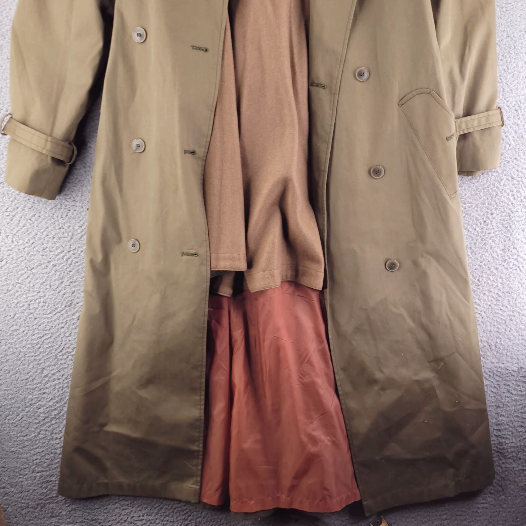 Vintage VINTAGE John Weitz Trench Overcoat Coat Long Women Brown Cotton Wool Lined Removable Lining Size 10 Size L / US 10 / IT 46 - 3 Thumbnail