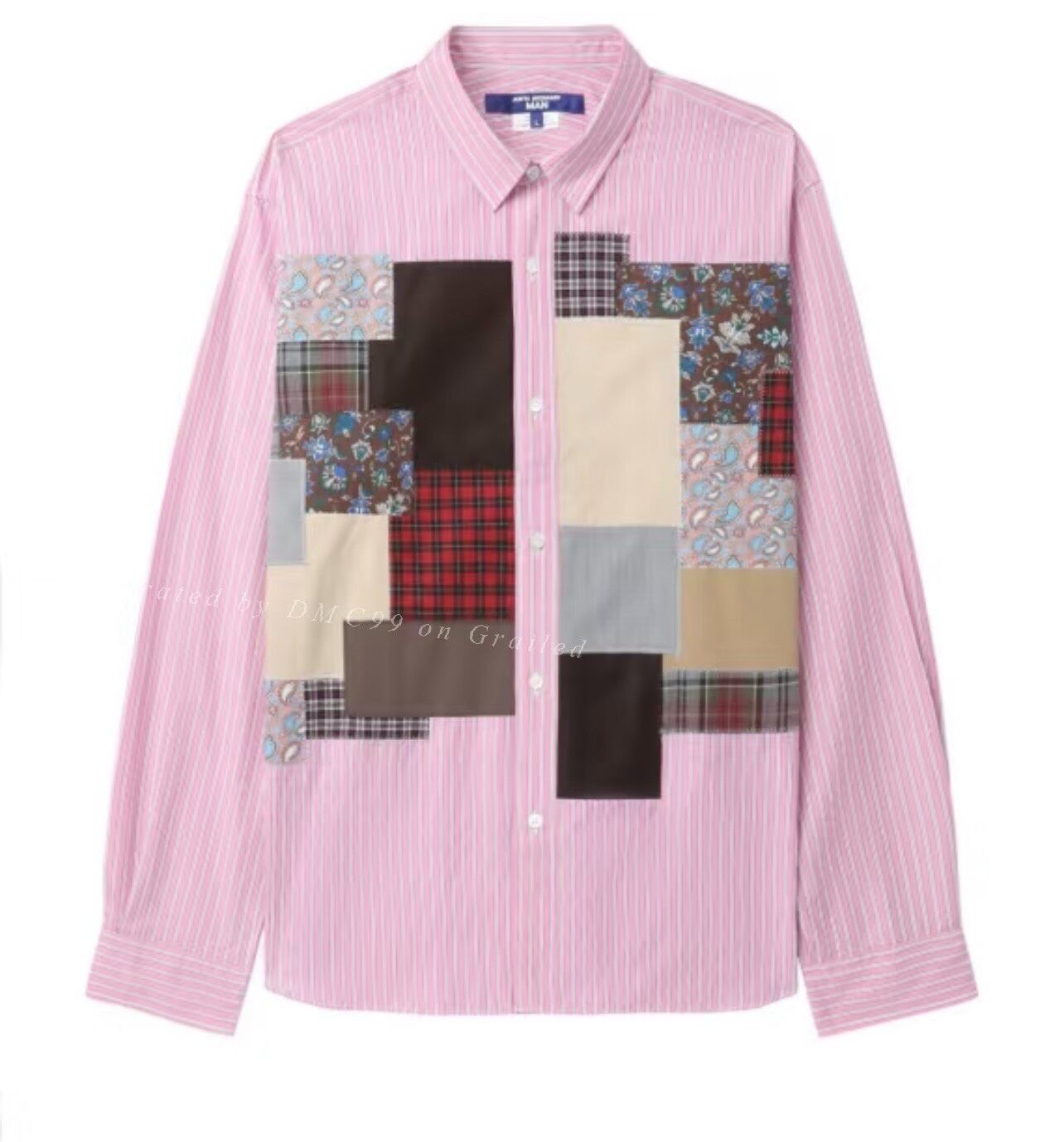 Junya Watanabe Junya Watanabe Pink Patchwork Striped Shirt Size US L / EU 52-54 / 3 - 1 Thumbnail