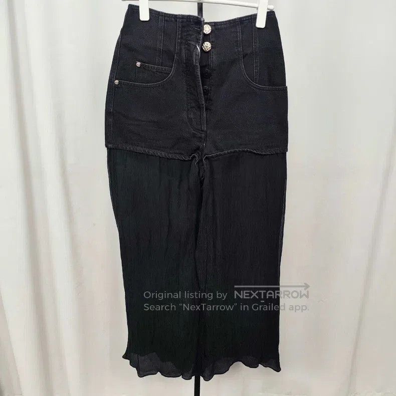 Chanel Chanel Denim stitched wide-leg trousers Size 24" / US 00 / IT 34 - 1 Thumbnail