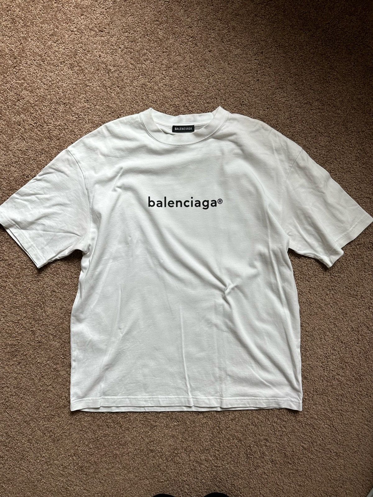 image of Balenciaga Copyright White T-Shirt, Men's (Size XL)