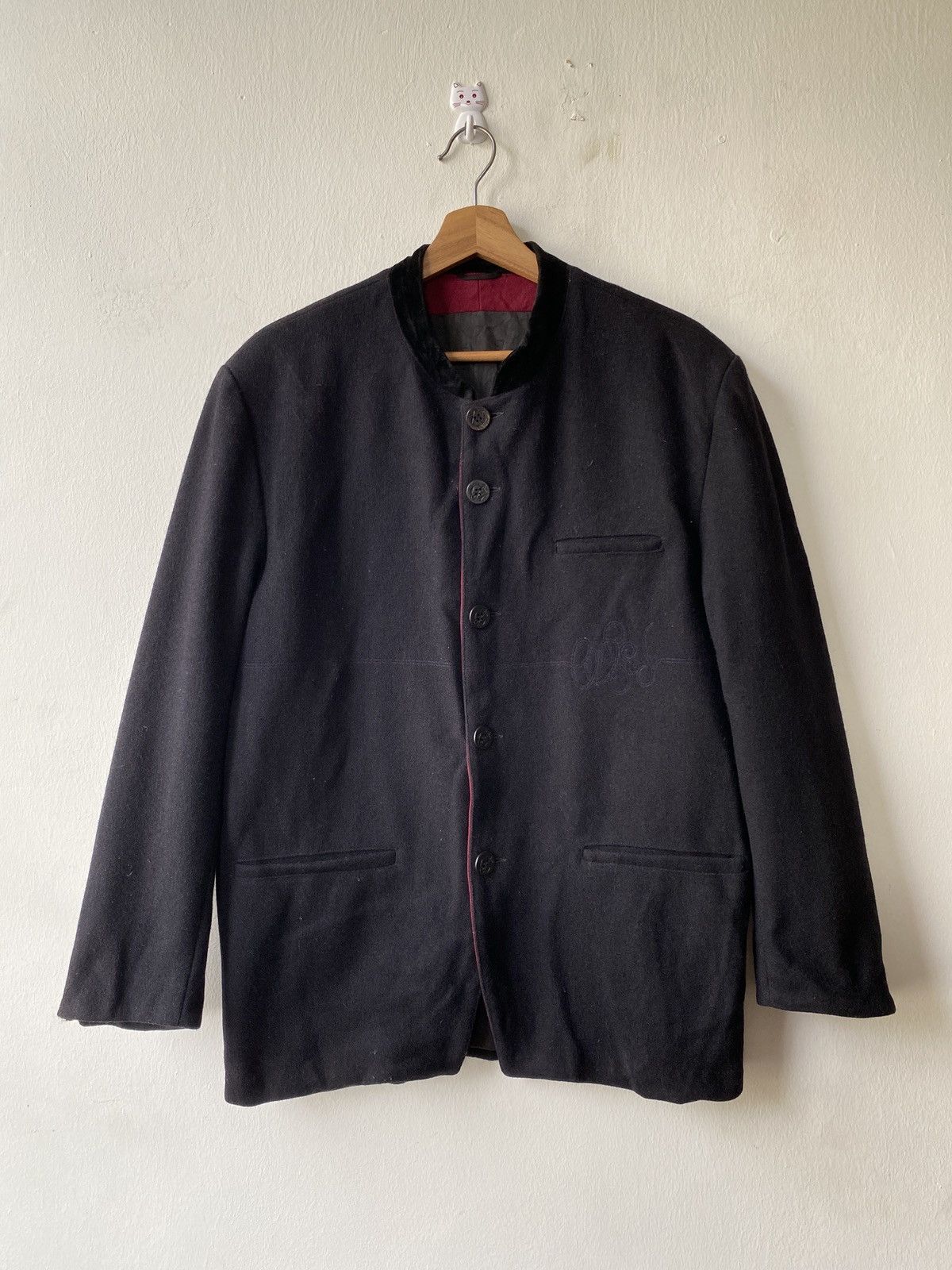 Marithe + Francois Girbaud × Vintage 1990s - Marithe Francois Girbaud Wool Mandarin Collar Jacket Size US L / EU 52-54 / 3 - 4 Thumbnail