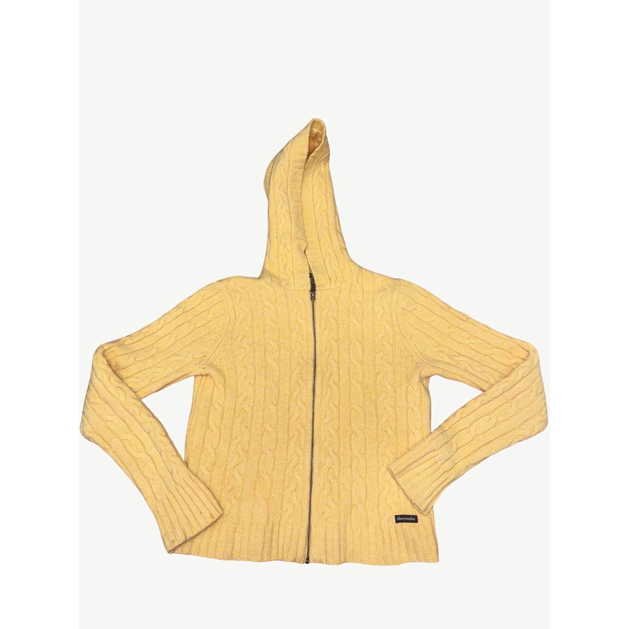 Abercrombie & Fitch Abercrombie & Fitch Yellow Cable Knit Wool Hoodie Sweater Wo Size M / US 6-8 / IT 42-44 - 10 Thumbnail
