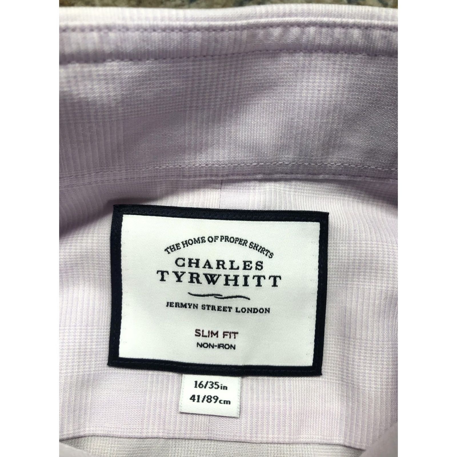 Charles Tyrwhitt Charles Tyrwhitt Dress Shirt Mens 16 Slim Fit Pink Check Non-Iron 100% Cotton Short Sleeve: No, Long Sleeve Size 42R - 7 Thumbnail