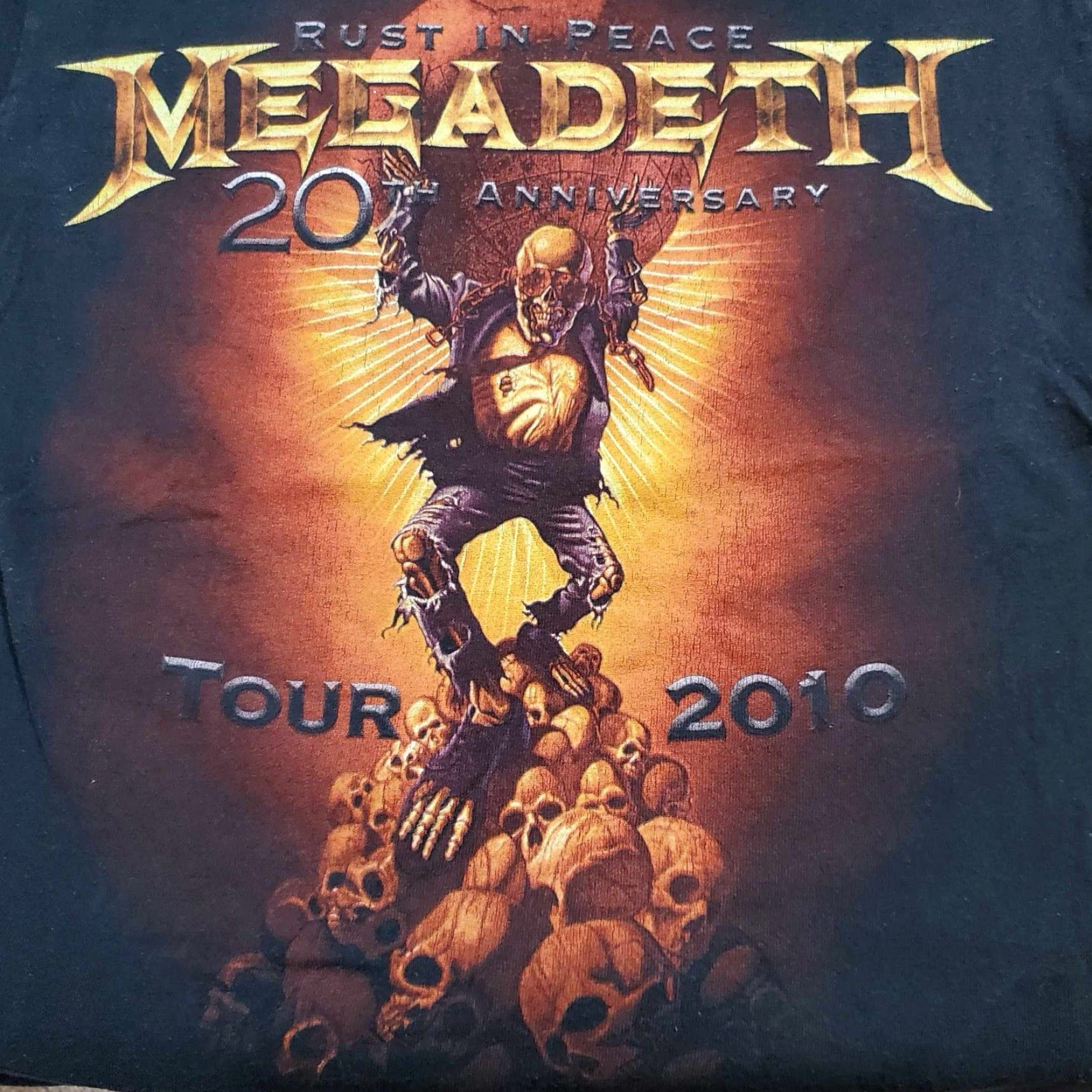 Anvil VINTAGE Megadeth Tour T Shirt 2010 20th Anniversary Small S Black Cotton Anvil Graphic Print Short Sleeve Unisex Adults Mens Womens Girls Boys Size US S / EU 44-46 / 1 - 2 Thumbnail