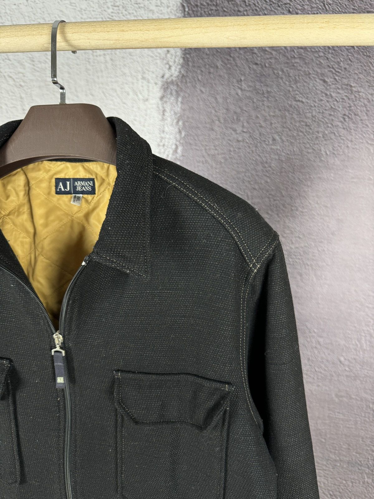 Armani Armani Jeans vintage wool hemp dark brown full zip jacket Size US XXL / EU 58 / 5 - 4 Thumbnail