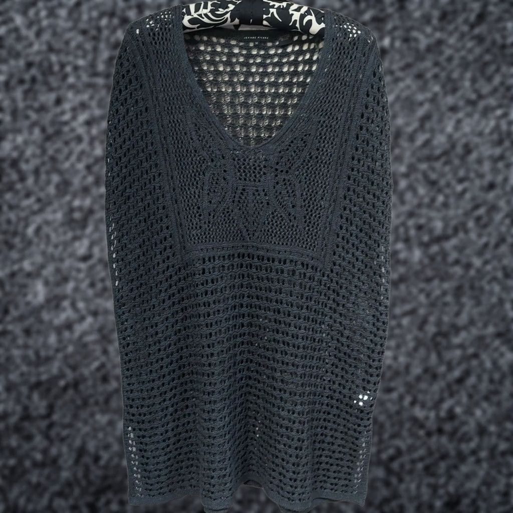 Vintage Jeanne Pierre Sweater Womens M Gray Cotton Open Knit Tunic Dolman Sleeve Size M / US 6-8 / IT 42-44 - 1 Thumbnail