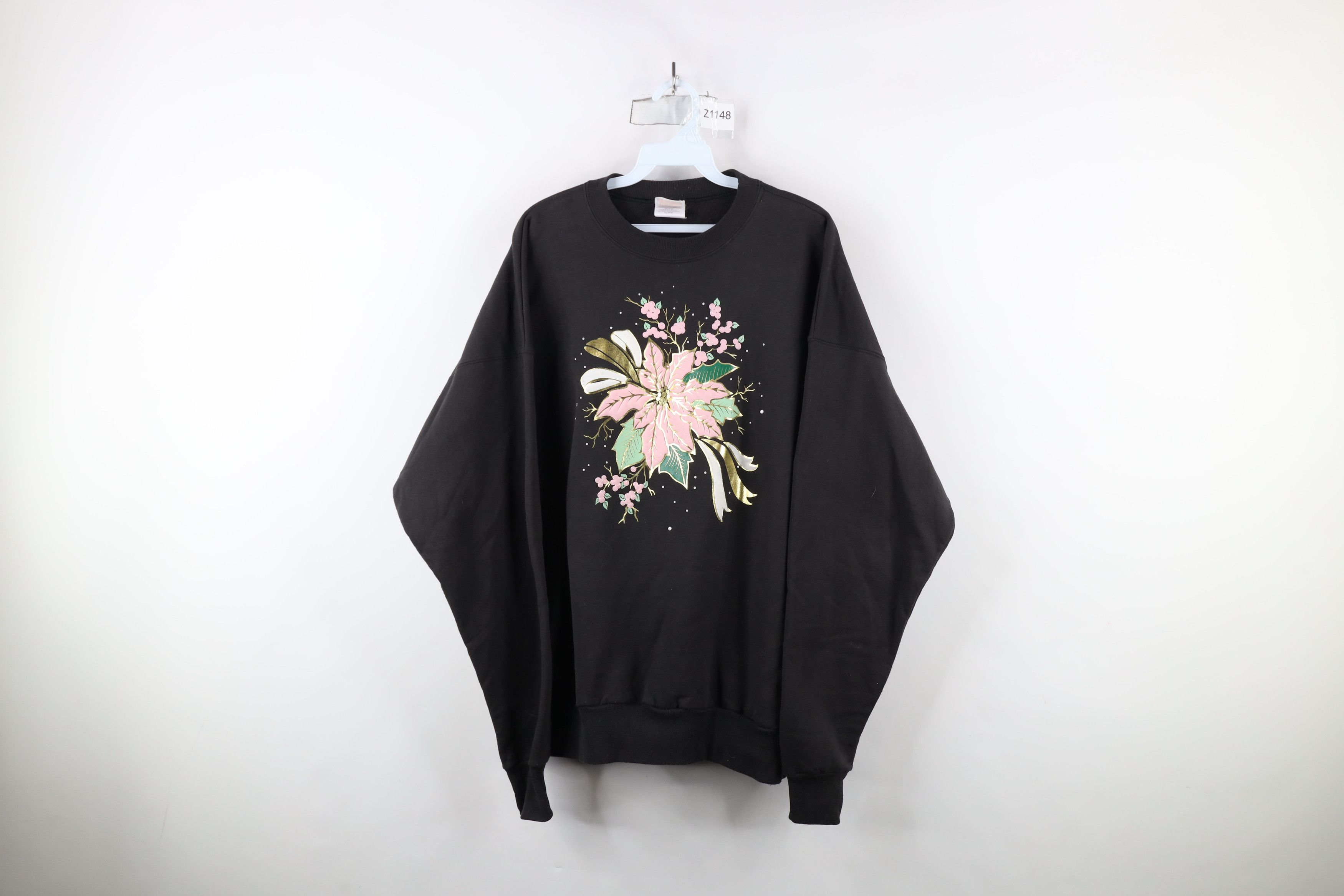 Vintage Vintage 90s Streetwear Faded Christmas Mistletoe Sweatshirt Size XL / US 12-14 / IT 48-50 - 1 Thumbnail