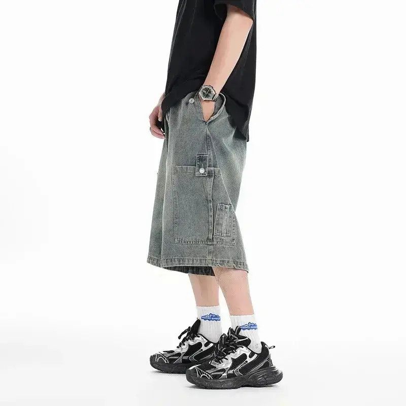 Japanese Brand Wide Leg Baggy Y2K Drawstring Cargo Jorts Size US 32 / EU 48 - 2 Thumbnail