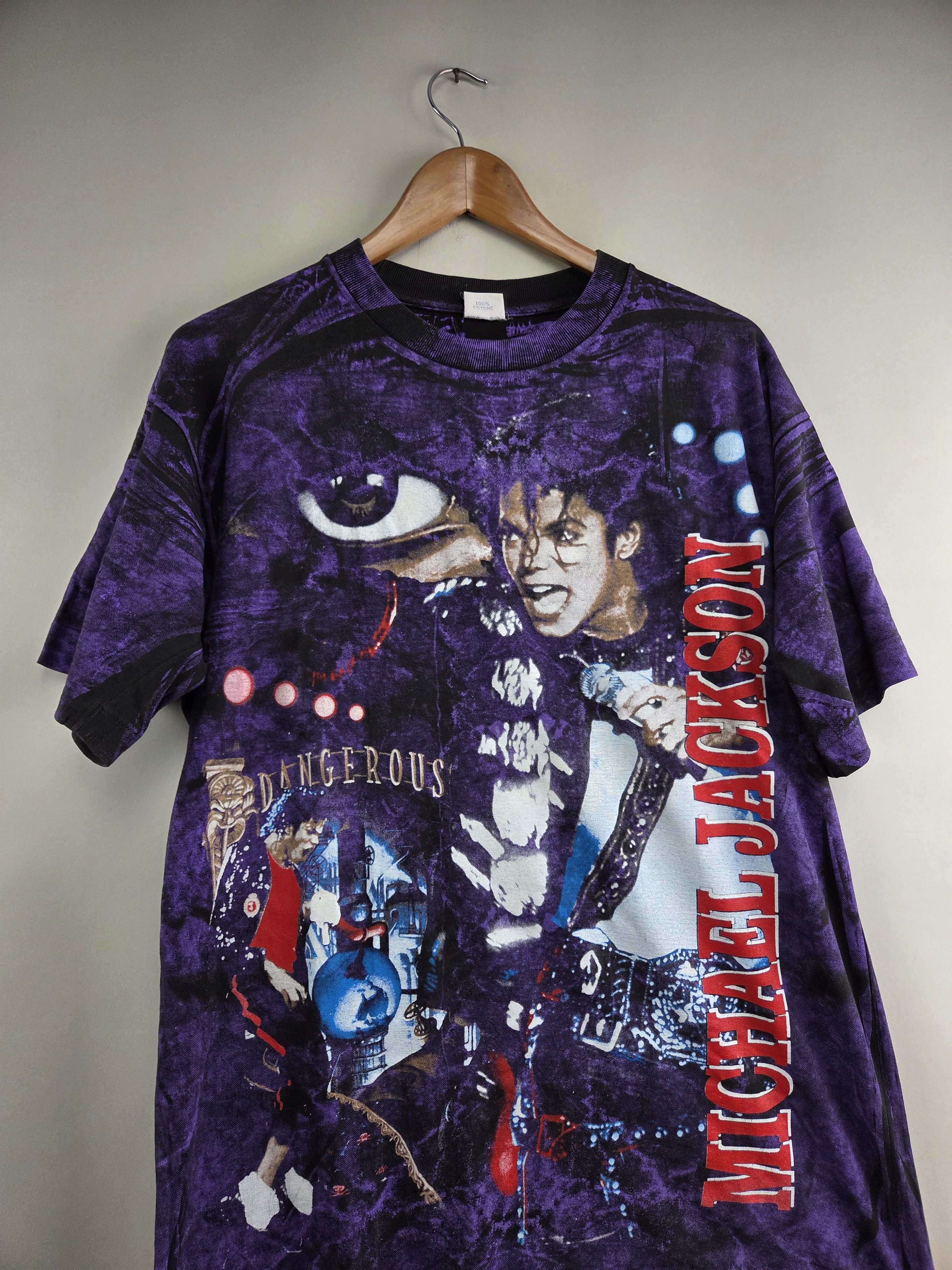 Band Tees × Michael Jackson × Vintage 1992 Michael Jackson Dangerous all over print XL Size US XL / EU 56 / 4 - 5 Thumbnail