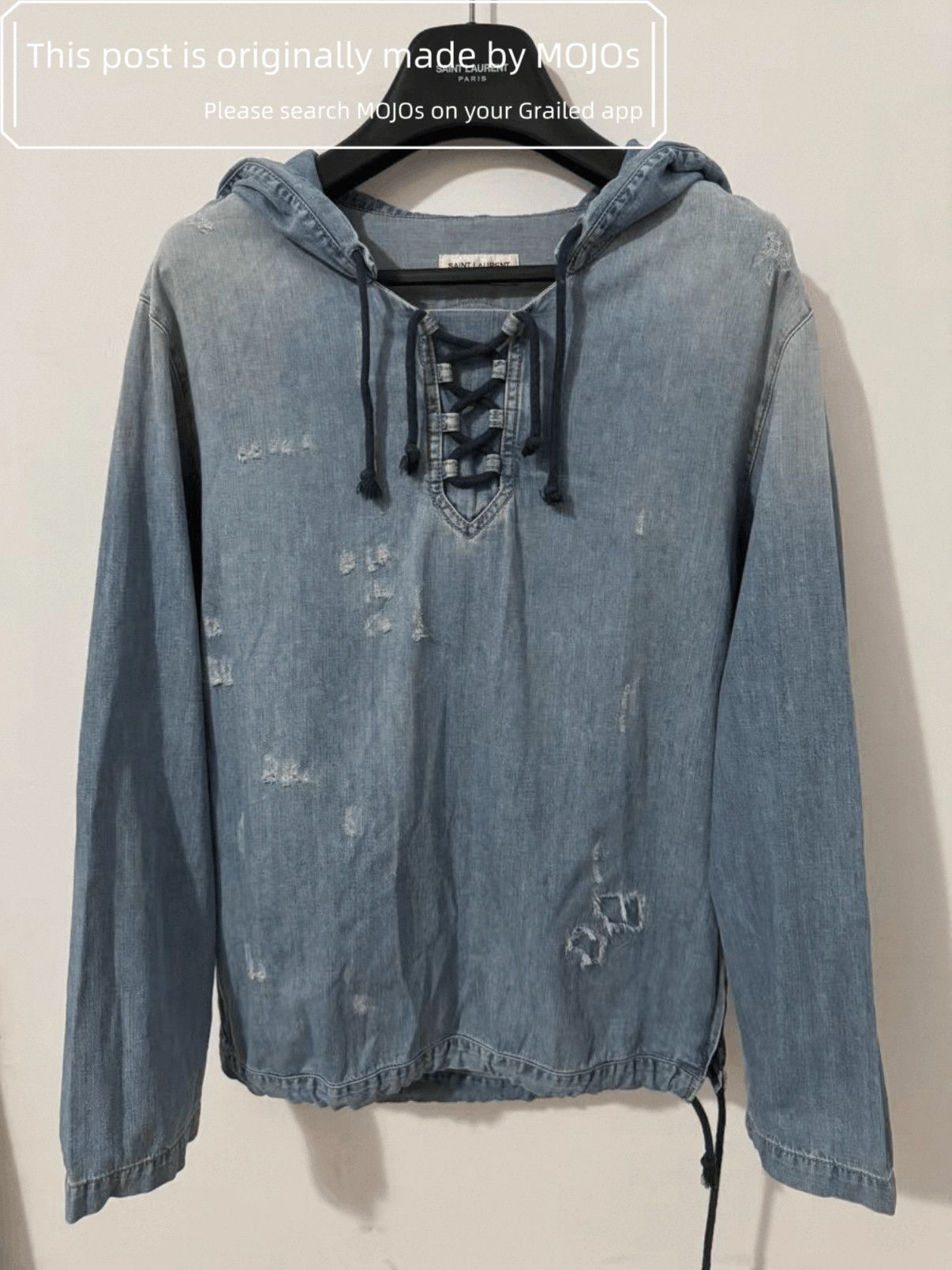 Saint Laurent Paris Sz XS Saint Laurent Paris 19SS Denim Hoodie mojos140513 Size US XS / EU 42 / 0 - 1 Thumbnail