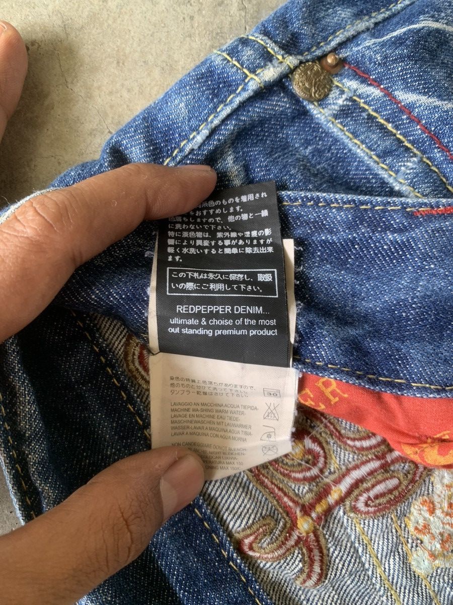 14th Addiction × If Six Was Nine × Japanese Brand Vintage Red Pepper Embroidery Bootcut Jeans Size US 33 - 10 Thumbnail