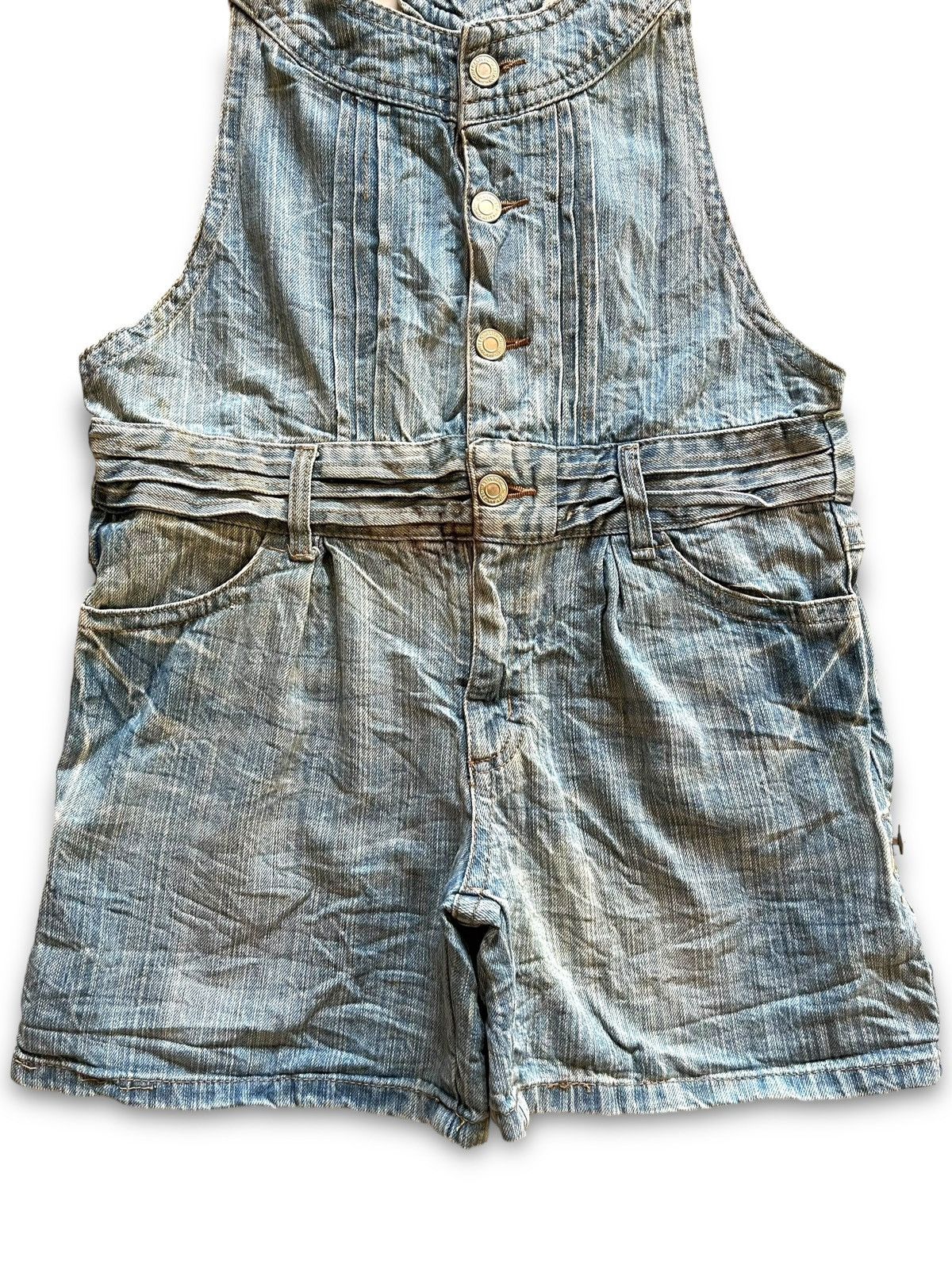 Other Vintage Japanese Brand Distressed Denim Shortalls Overalls Size 33" - 6 Thumbnail