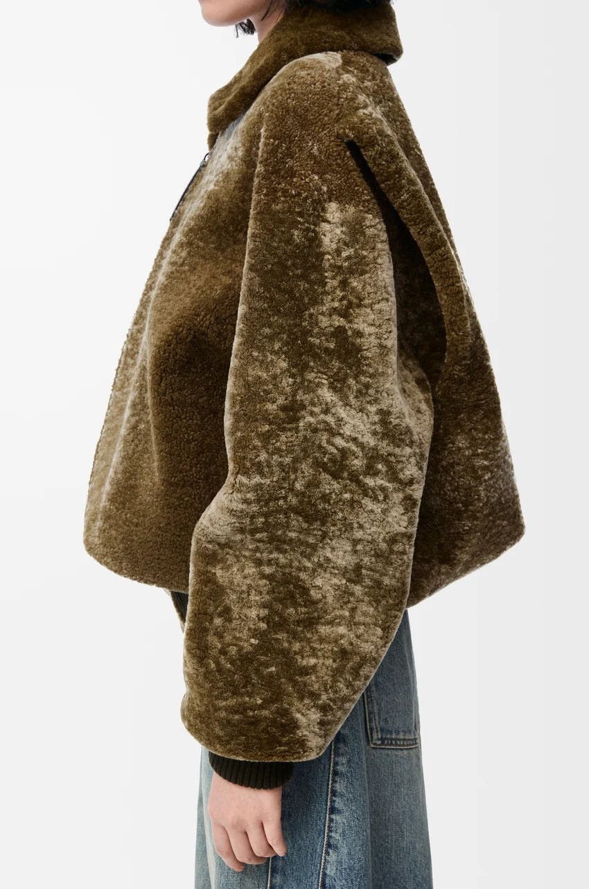 Loewe o1loc1c0525 Zip Up Jacket In Shearling in Khaki Green Size M / US 6-8 / IT 42-44 - 5 Thumbnail