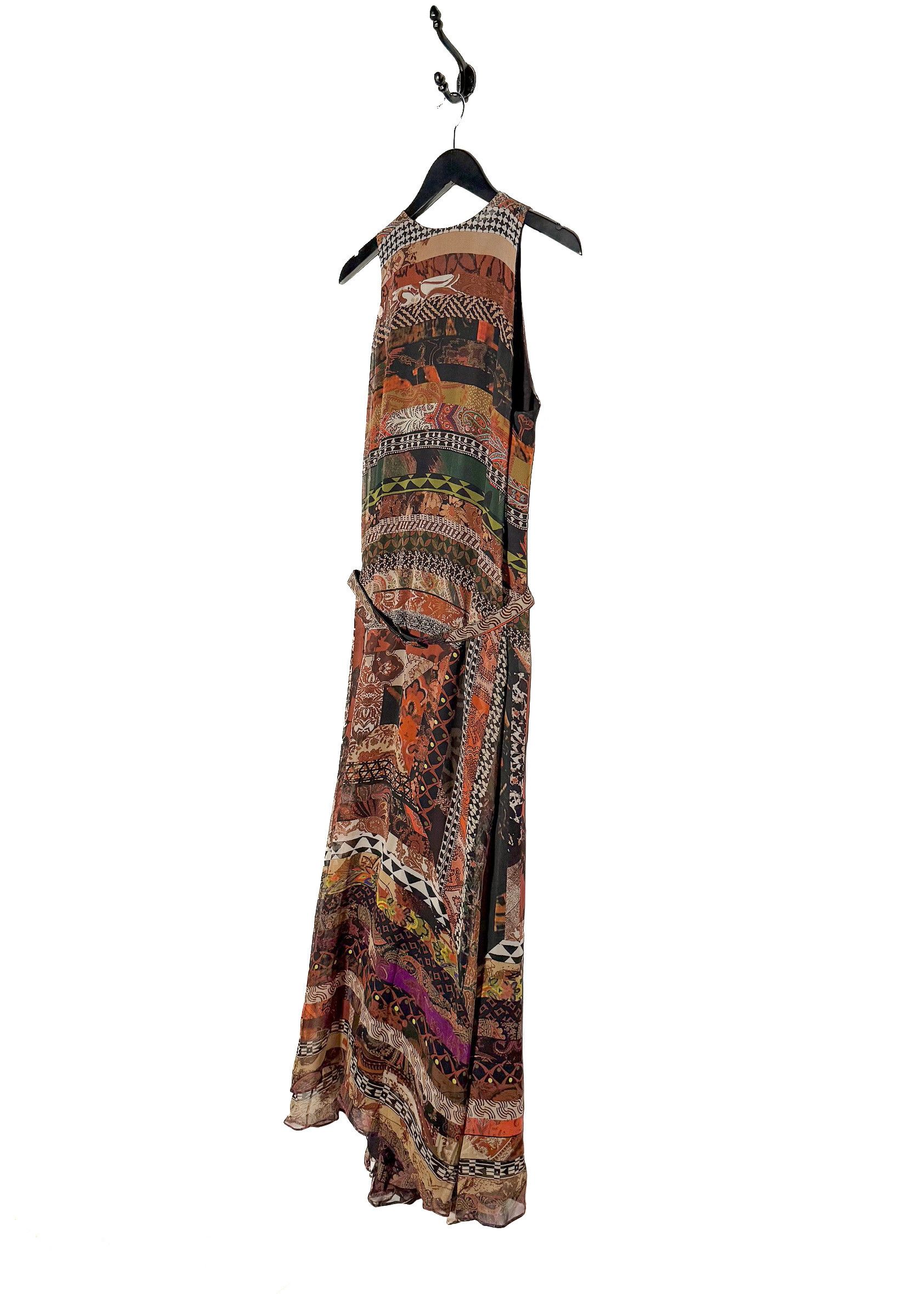 Etro Etro Brown Silk Multipattern Maxi Sleeveless Dress Size M / US 6-8 / IT 42-44 - 2 Thumbnail