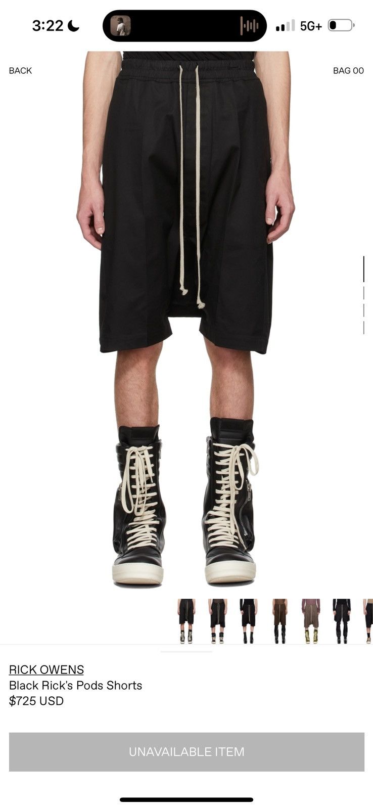 image of Rick Owens x Rick Owens Drkshdw Rick Owen Pod Shorts in Black, Men's (Size 36)