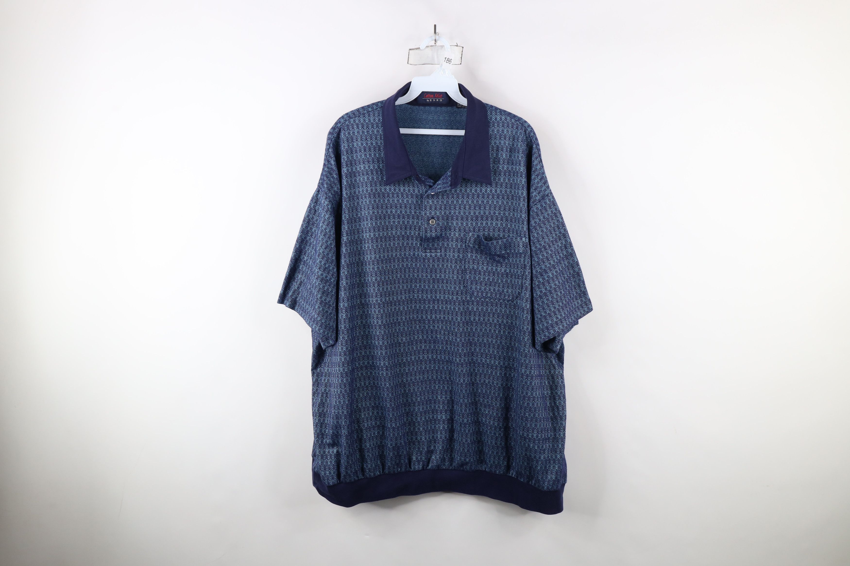 Vintage Vintage 90s Streetwear Geometric Pullover Polo Shirt Blue Size US XXL / EU 58 / 5 - 1 Thumbnail