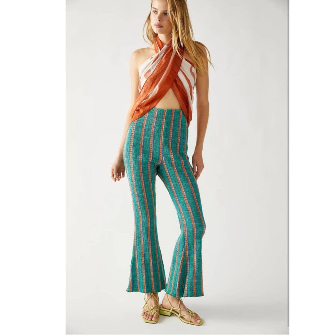 Free People New Free People Fine Line Slim Flare Pants $78 Small Stretch Size 28" / US 6 / IT 42 - 1 Thumbnail