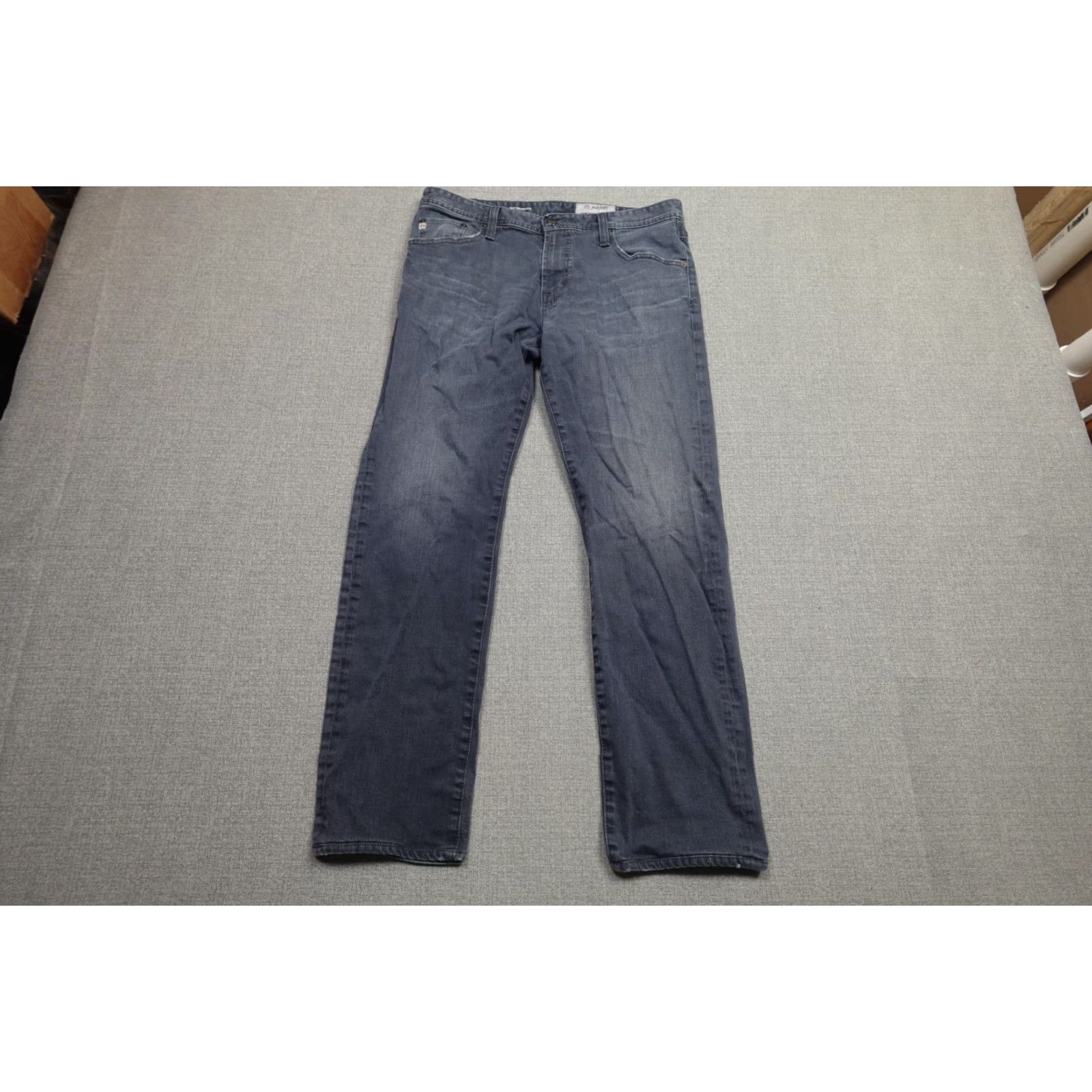 Denime AG Adriano Goldschmied Jeans Mens 33x31 The Graduate Tailored Leg Gray Denim 5-Pocket Stretch Zip Fly Regular Rise Straight Shirt? Size US 33 - 3 Thumbnail