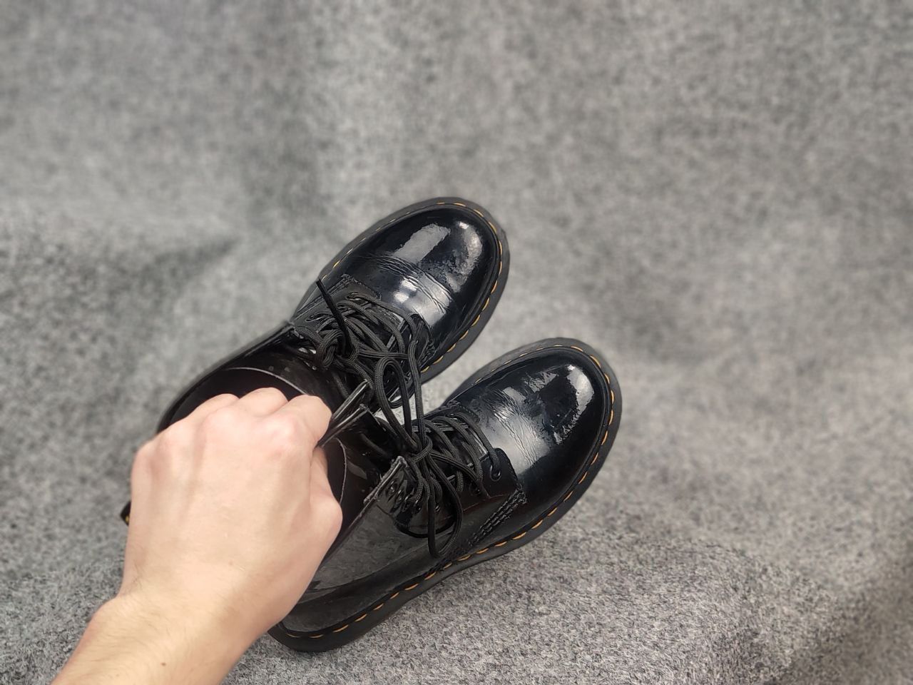 Dr. Martens Dr. Martens 11821 Patent Black Leather Combat lace up Boots Size US 6 / IT 36 - 14 Thumbnail