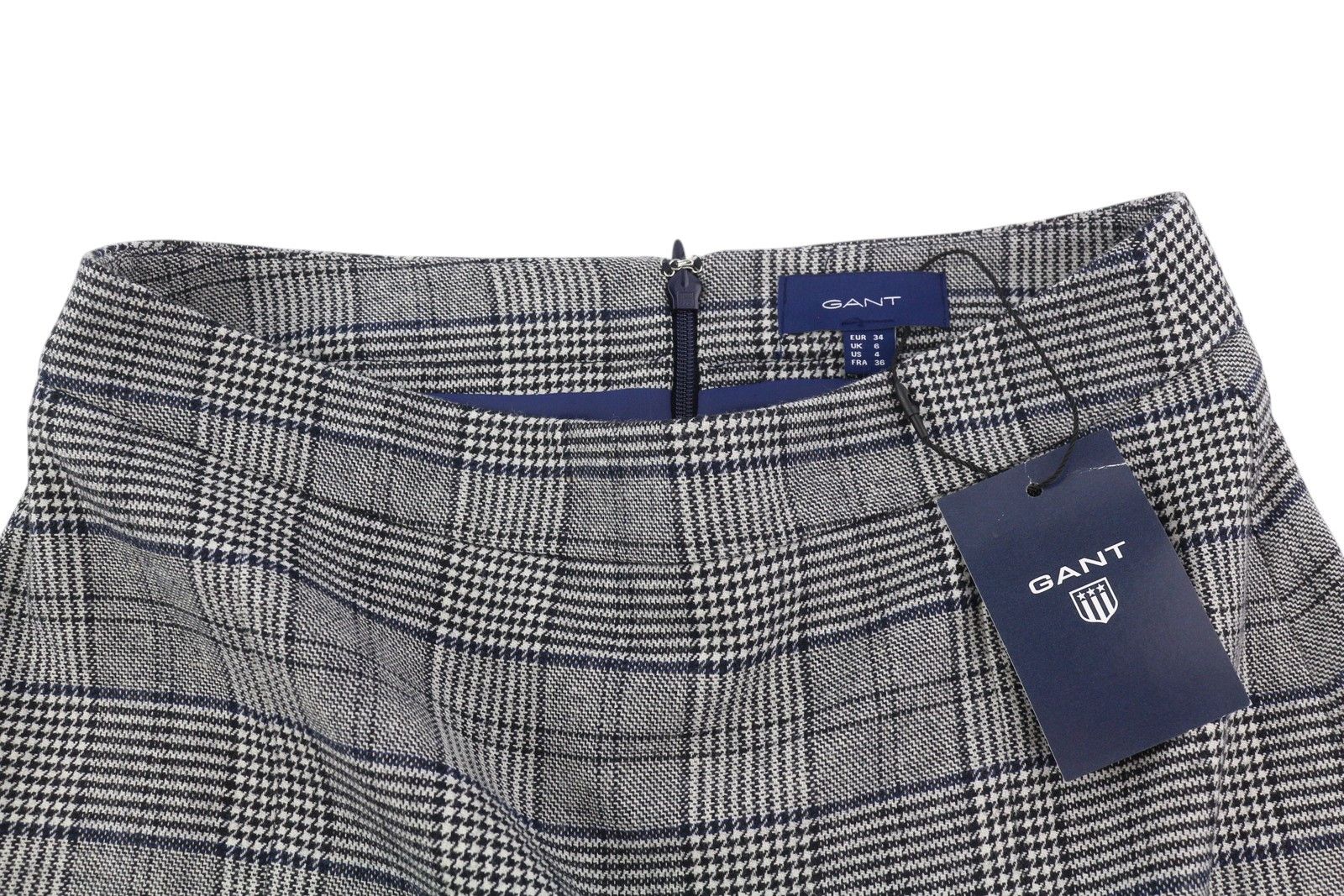 Gant CHECKED FLARE EU34 Blue Plaid Knee Skirt 85179 Size 26" / US 2 / IT 38 - 4 Thumbnail