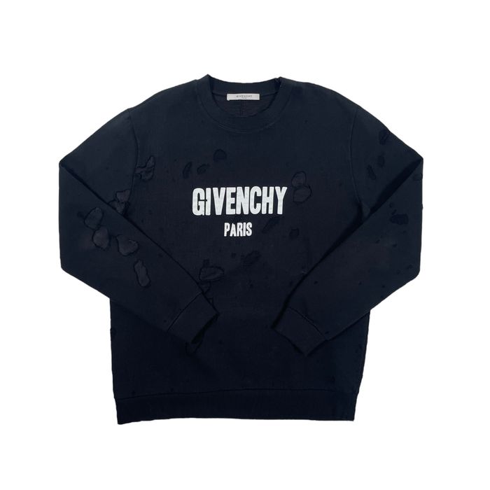 Givenchy Givenchy Destroyed Logo Crewneck Sweatshirt Black Pre