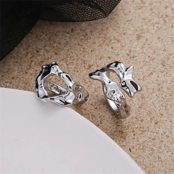 VIBE Abstract Ring Slime Silver Modern Punk Art Psychedelic Size ONE SIZE - 3 Thumbnail