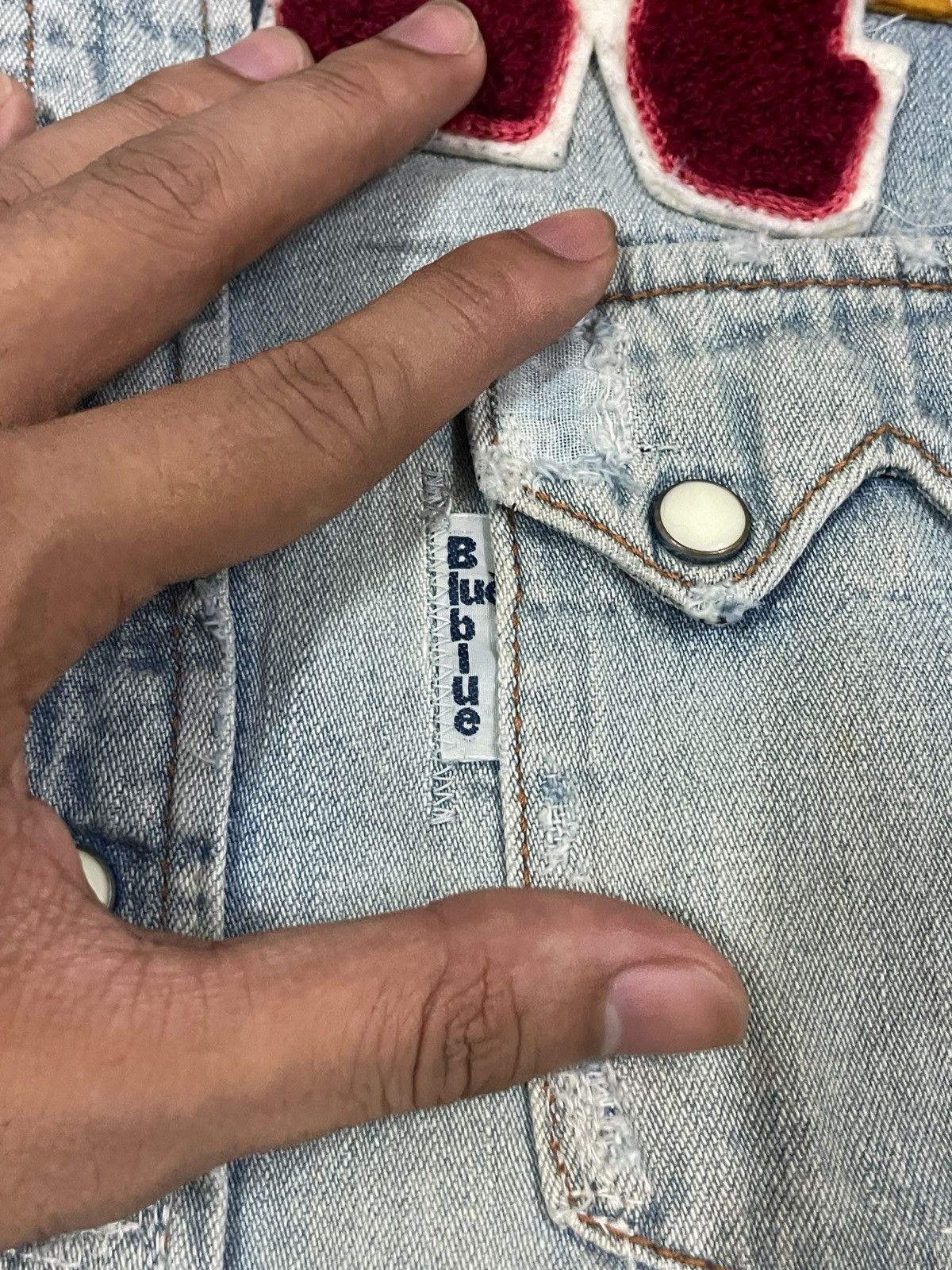 Blue Blue Japan BlueBlue Japan Crazy Indigo Wash Letterman Patch Denim Shirt Size US S / EU 44-46 / 1 - 12 Thumbnail