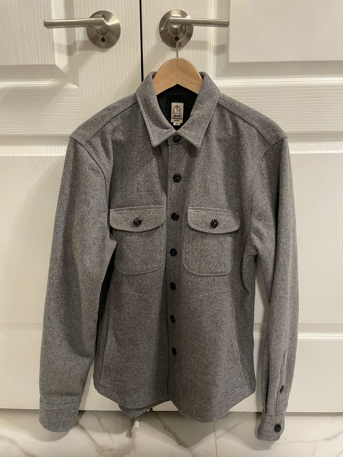 KATO The Anvil Shirt Jacket Light Grey Melton Wool Size US M / EU 48-50 / 2 - 1 Thumbnail