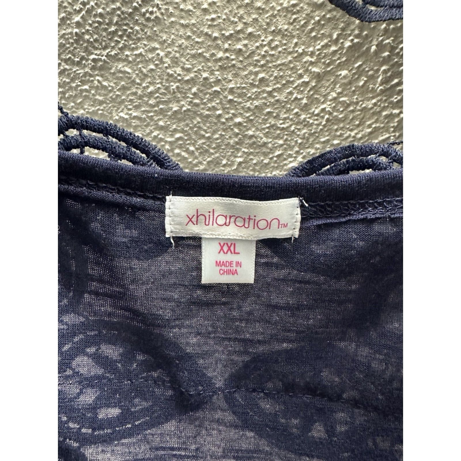 Vintage Xhilaration Juniors Blouse Size XXL Blue Cross V-Neck Embroidered Lace Back Size XL / US 12-14 / IT 48-50 - 4 Thumbnail
