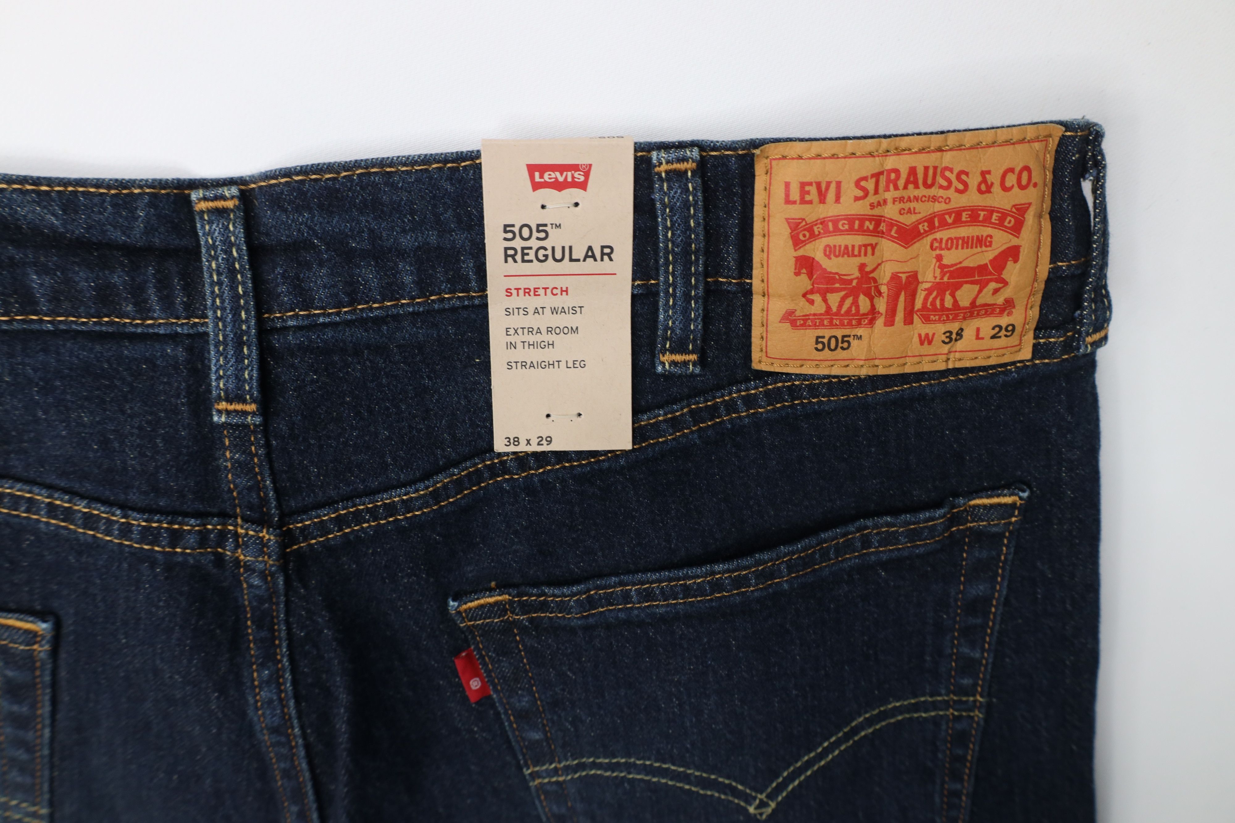 Levi's Deadstock Vintage Y2K Levis 505 Stretch Straight Leg Jeans Size US 38 / EU 54 - 10 Thumbnail